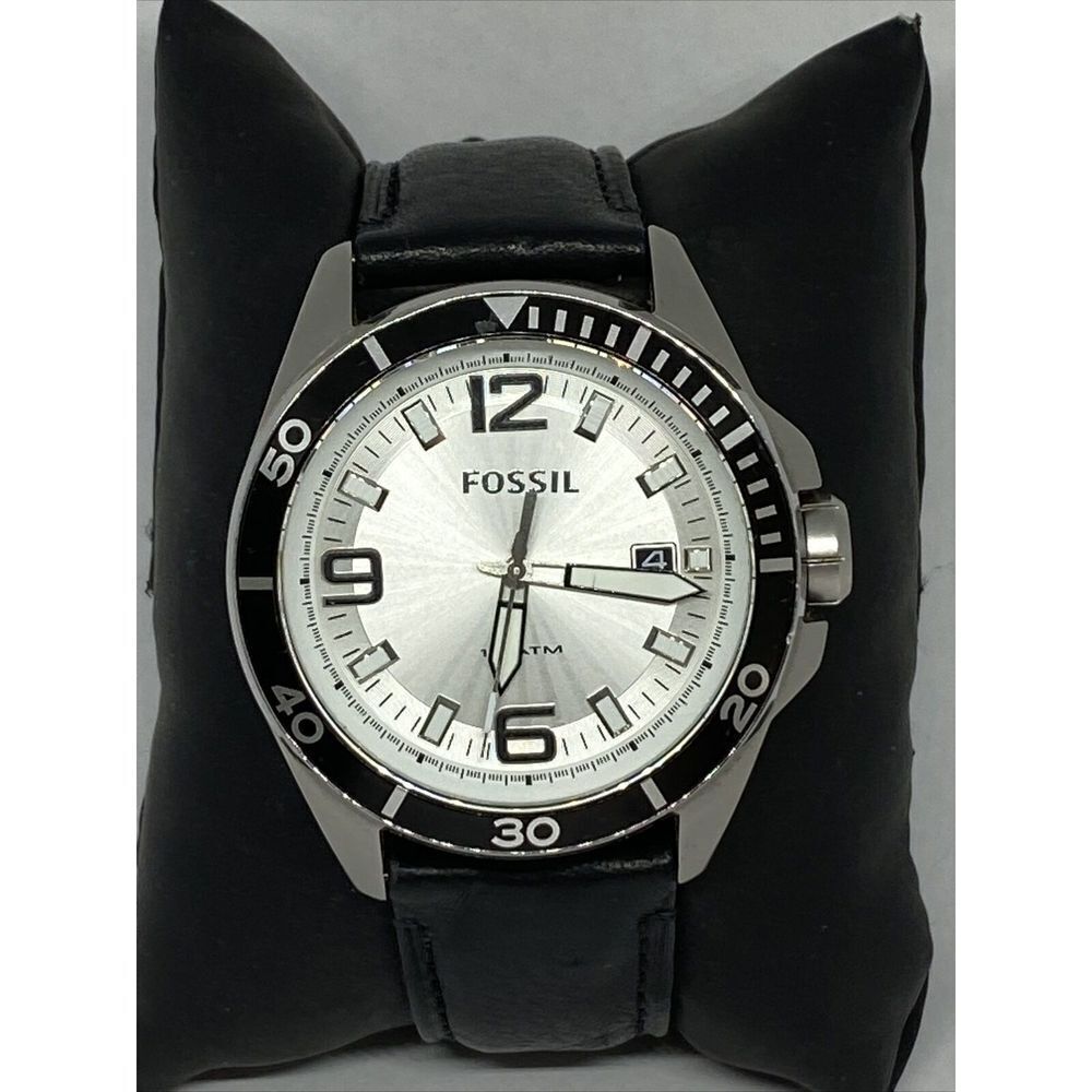Fossil JR1146 Men's Black Leather Analog Dial Quartz Genuine Wrist Watch OP810